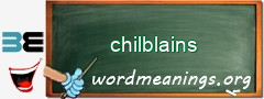 WordMeaning blackboard for chilblains